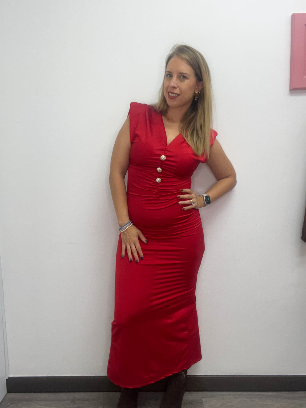 Abito midi jersey 3 bottoni - abbigliamento - Stilosa