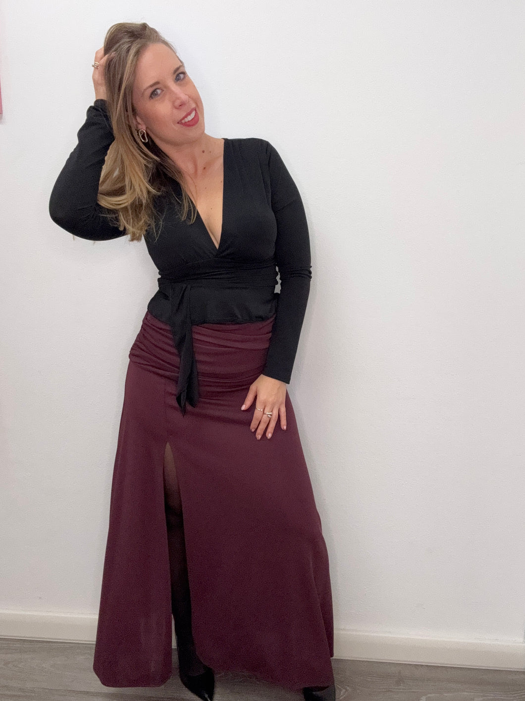 Gonna maxi con drappeggio - abbigliamento - Artigli