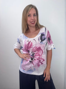 Maglia traforata con stampa - abbigliamento - Stilosa