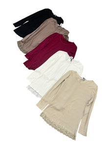 Maglia felpata con pizzo basic - abbigliamento - Stilosa