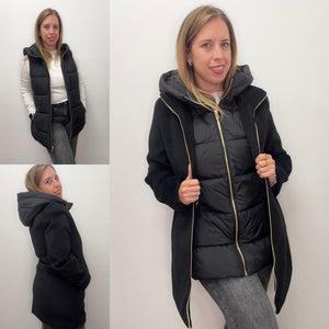 Cappotto midi con gilet trapuntato - abbigliamento - Artigli
