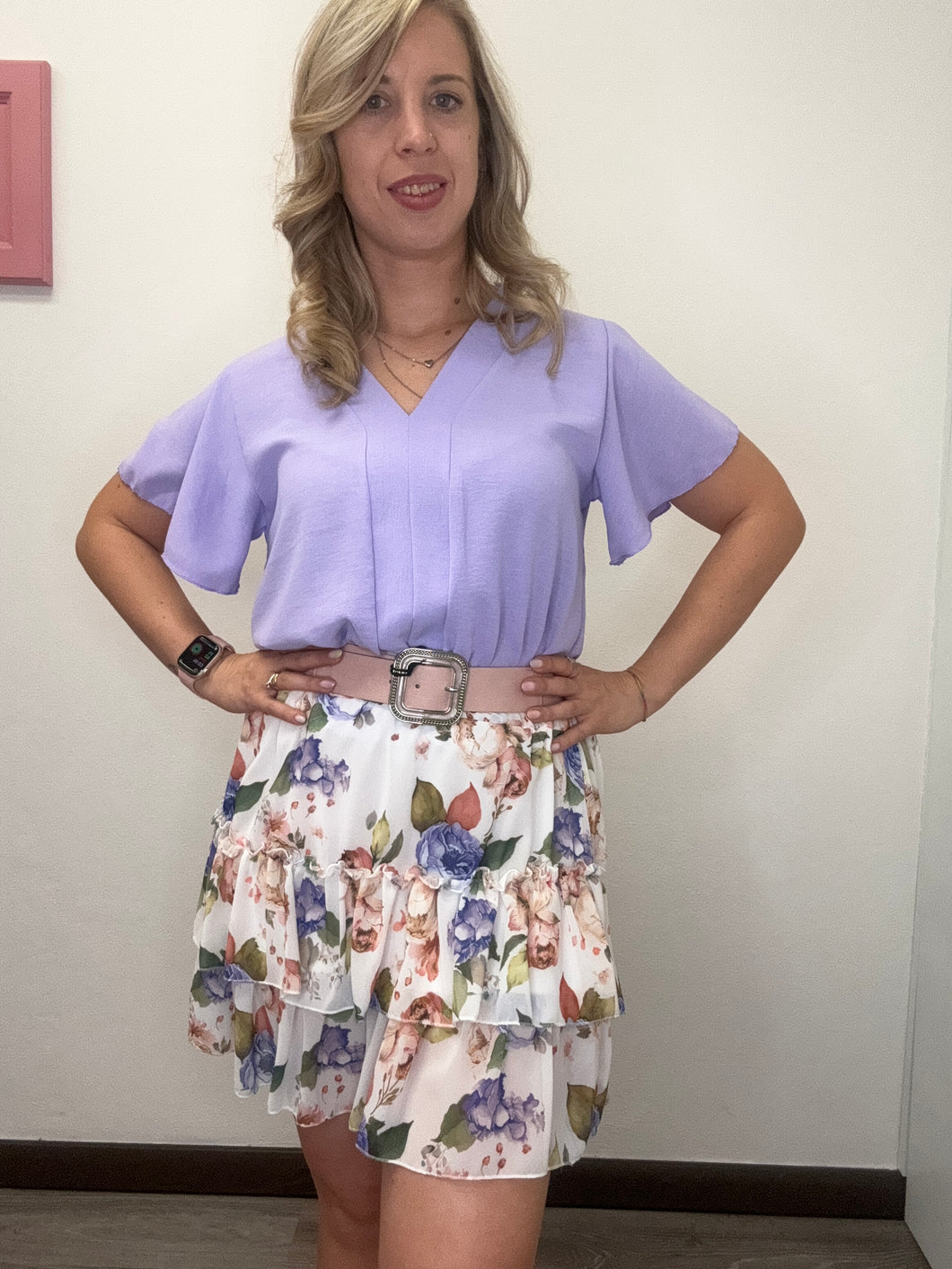Gonna fiori doppia balza - abbigliamento - Stilosa