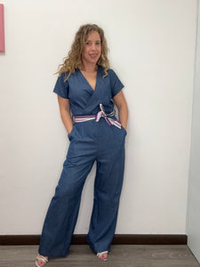 Tuta denim con cintura fantasia - abbigliamento - Artigli