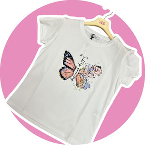 T-shirt farfalla fiorita - abbigliamento - Stilosa