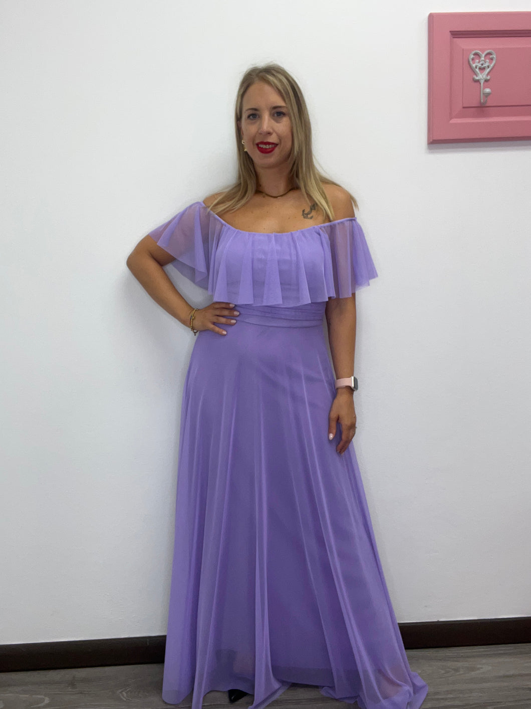 Abito lungo tulle collo elastico - abbigliamento - Stilosa
