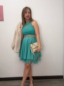 Abito scollo americana e tulle - abbigliamento - Stilosa