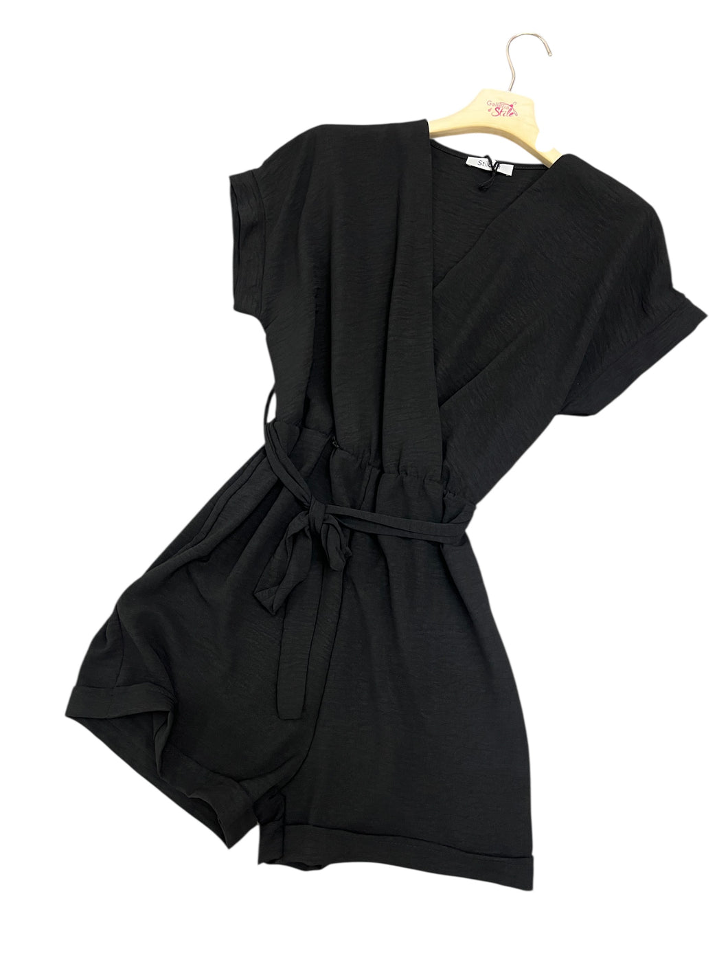 Tutina nera con cintura - abbigliamento - Stilosa