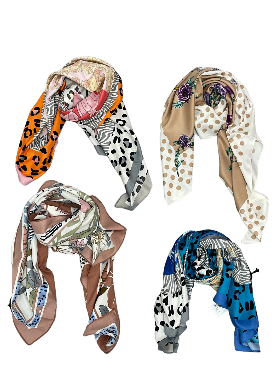 Foulard quadrato raso fiori - foulard - Stilosa