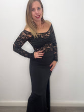 Carica l&#39;immagine nel visualizzatore di Gallery, Abito lungo nero con pizzo e top - abbigliamento - Stilosa
