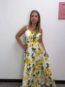 Abito lungo fantasia con nodo - abbigliamento - Stilosa