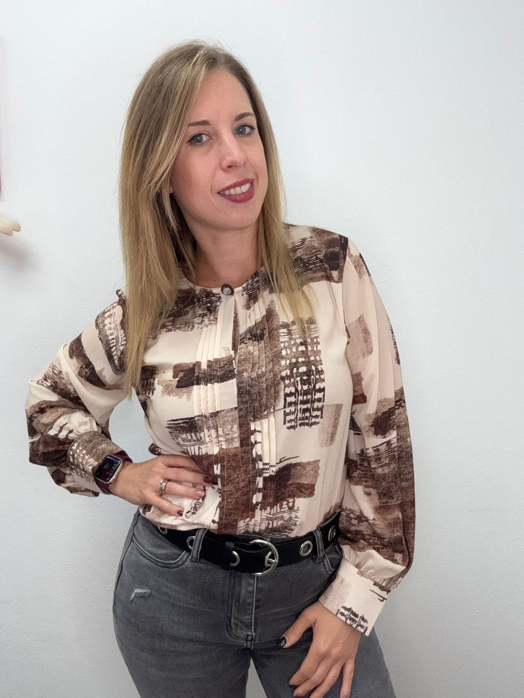 Camicetta fantasia con plissè centrale - abbigliamento - Stilosa