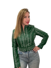 Carica l&#39;immagine nel visualizzatore di Gallery, Giacca ecopelle con brillanti - abbigliamento - Stilosa
