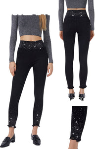 Jeans skinny fascia e strass - JEANS - Stilosa