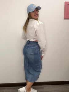 Gonna denim midi spacco - abbigliamento - Stilosa