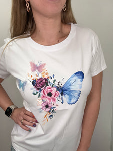 T-shirt farfalla fiorita - abbigliamento - Stilosa