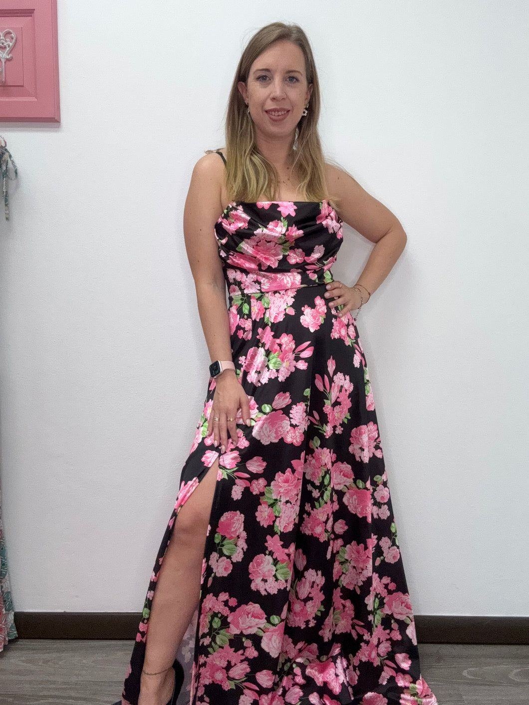 ABito lungo fiori corpetto gronda - abbigliamento - Stilosa