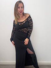 Carica l&#39;immagine nel visualizzatore di Gallery, Abito lungo nero con pizzo e top - abbigliamento - Stilosa
