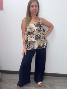 Canotta con balze fiorita - abbigliamento - Stilosa