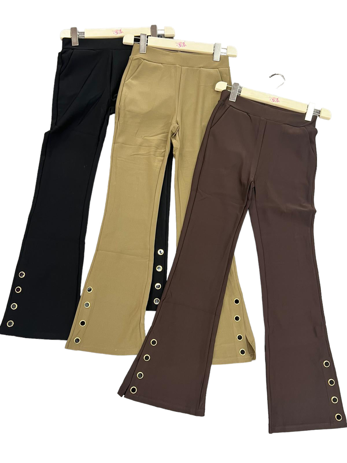 Pantalone a zampa con spacco e bottoni - abbigliamento - Stilosa