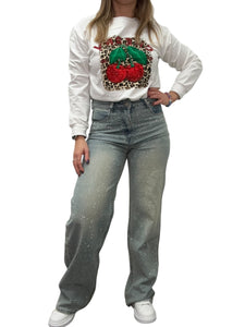 Jeans palazzo strass slavè - abbigliamento - Stilosa