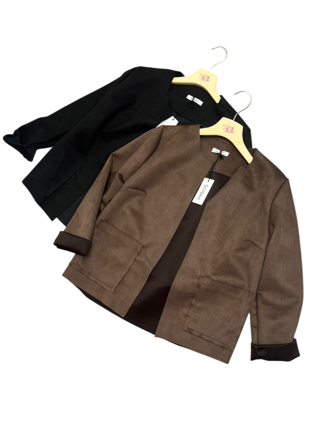 Giacca suede corta con tasche - abbigliamento - Stilosa