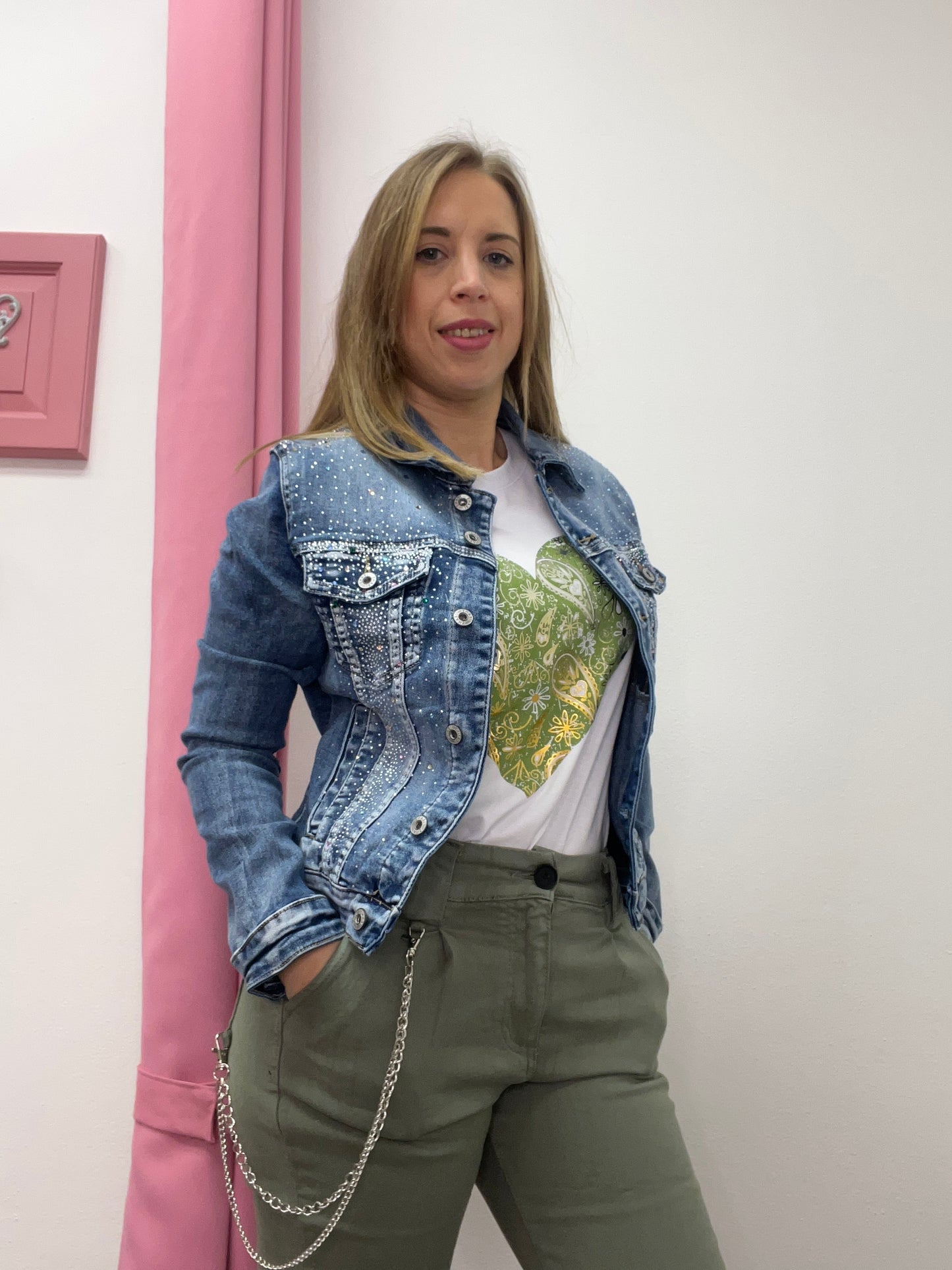 Giacca jeans strass multicolor - abbigliamento - Stilosa