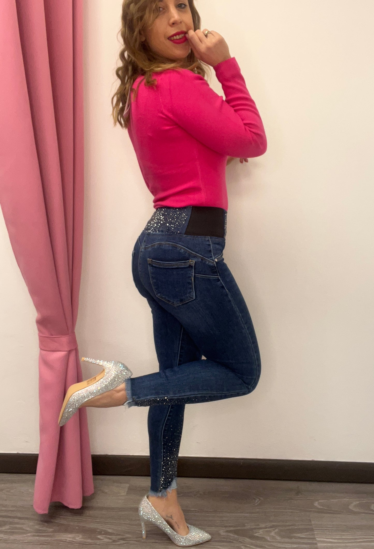 Jeans fascia elastica con strass - abbigliamento - Stilosa