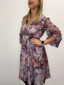 Abito fantasia midi violetto - abbigliamento - Artigli