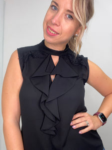 Blusa smanicata con fusciacca pizzo - abbigliamento - Artigli