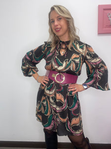 Abito midi fantasia foglie - abbigliamento - Artigli