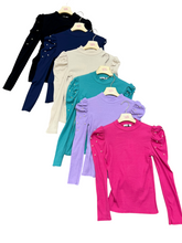 Carica l'immagine nel visualizzatore di Gallery, Maglia spalla palloncino con perle - abbigliamento - Stilosa

