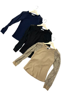 Maglia manica in pizzo ricamo - abbigliamento - Stilosa