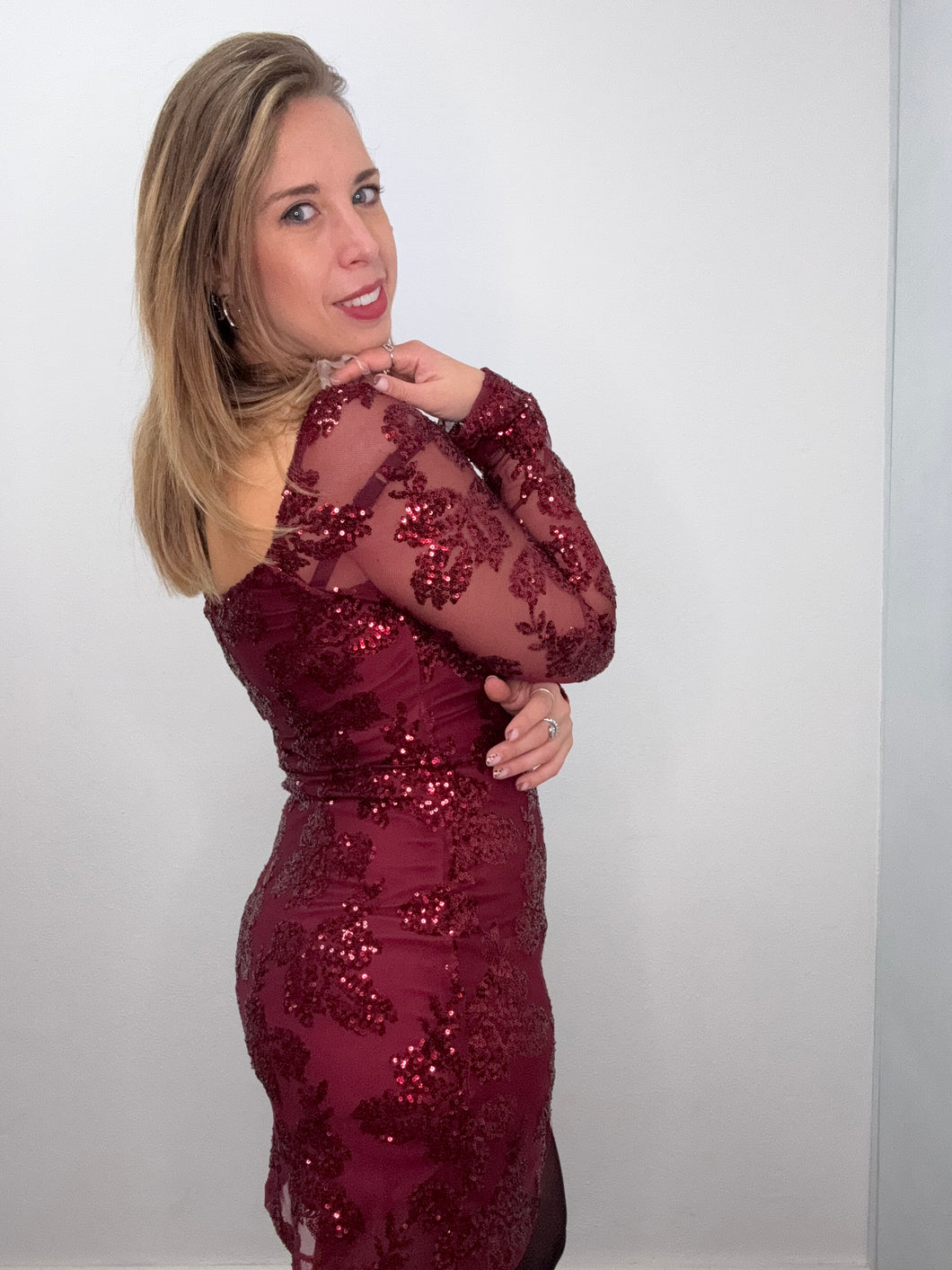 Abito scollo quadro con paillettes - abbigliamento - Stilosa