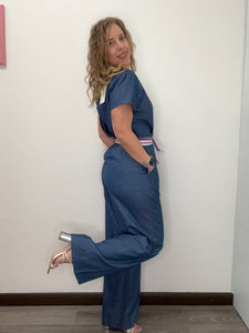 Tuta denim con cintura fantasia - abbigliamento - Artigli