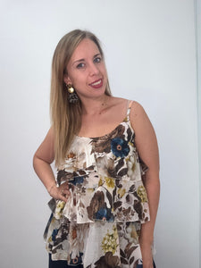 Canotta con balze fiorita - abbigliamento - Stilosa