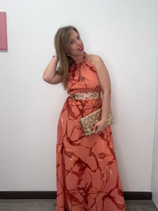 Abito lungo fantasia corallo - abbigliamento - Artigli
