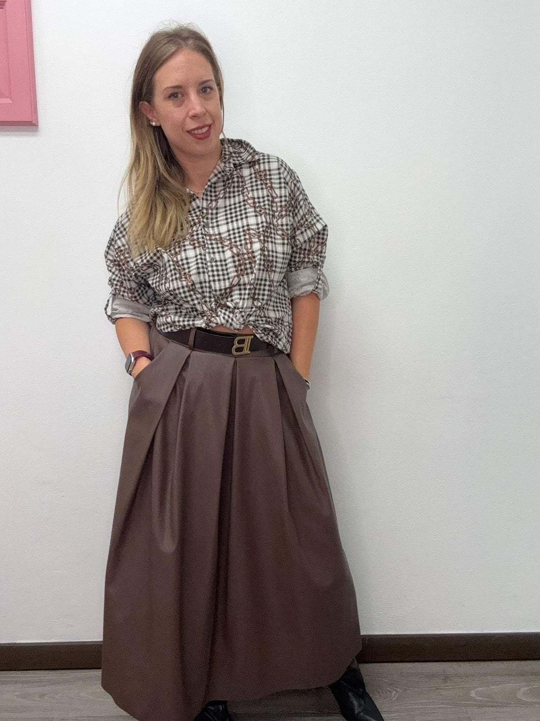 Gonna midi a ruota in ecopelle - abbigliamento - Stilosa