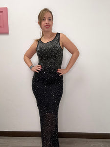 Abito lungo strass e trasparenze - abbigliamento - Stilosa