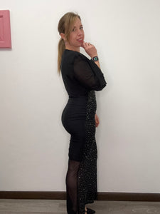 Abito lungo strass e trasparenze - abbigliamento - Stilosa