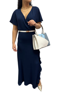 Abito lungo con spacco e rouches - abbigliamento - Artigli