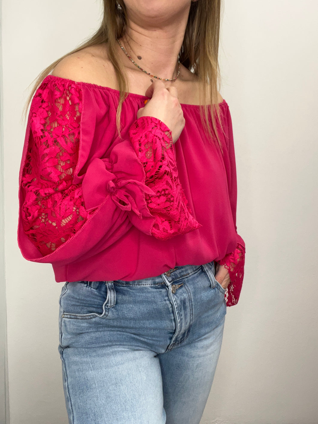 Camicetta pizzo spalle e fiocchi - abbigliamento - Stilosa