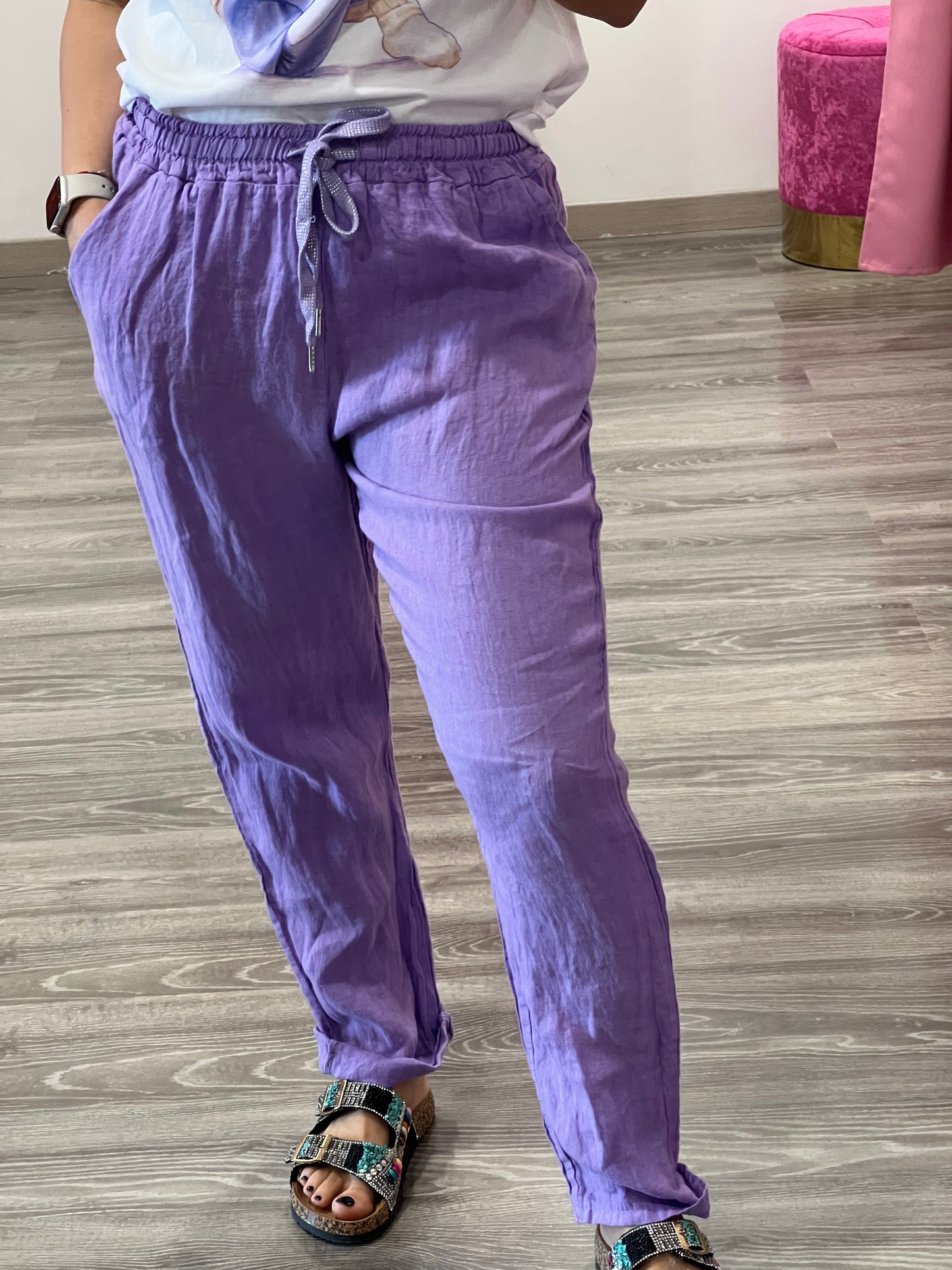 Panta tuta lino fiocco lurex - abbigliamento - Stilosa