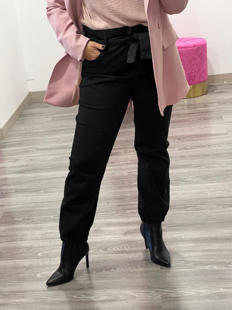 Pantalone con elastico in vita e fondo - JEANS - Artigli