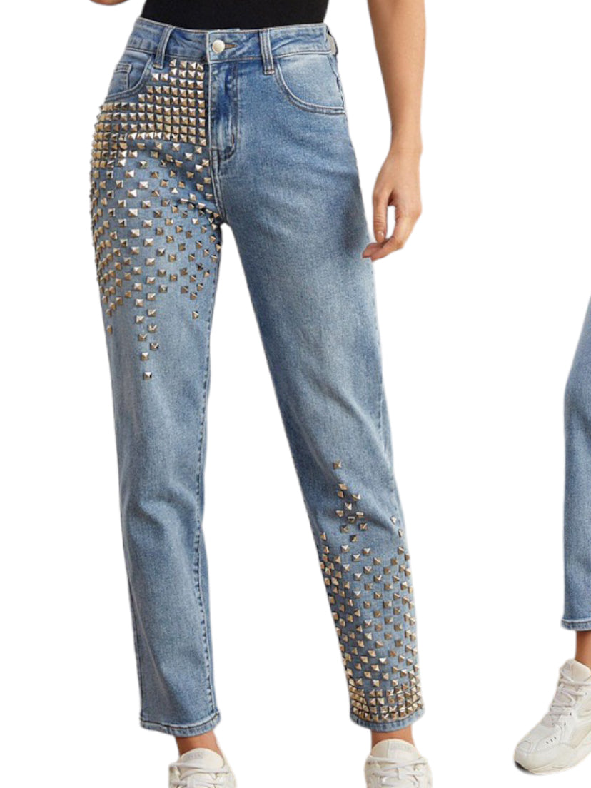 Jeans baggy con borchie - abbigliamento - Stilosa